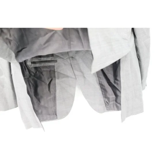 Ermenegildo Zegna sport coat men's 42R Trofeo 600 Manhattan wool silk gray plaid - Picture 7 of 16